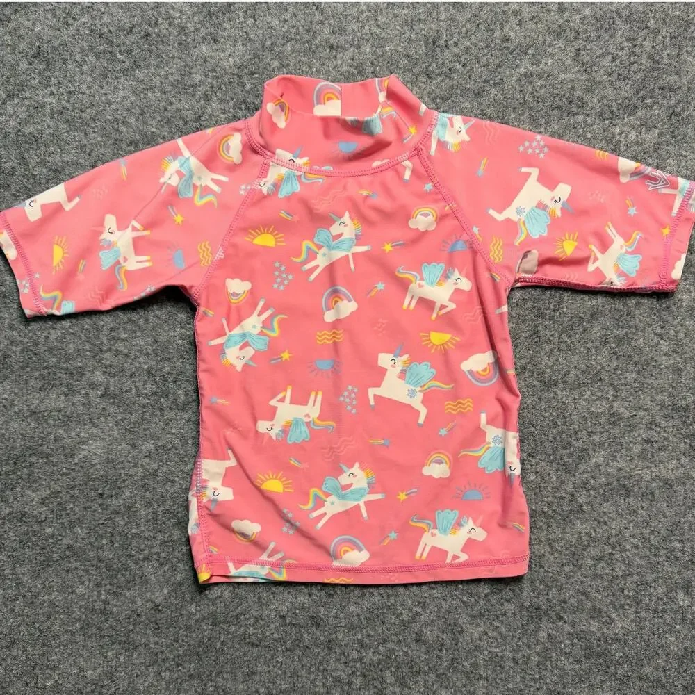 UV Skinz Girls‎ Pink Unicorn UPF 50+ Rash Guard Swim Shirt Size 5